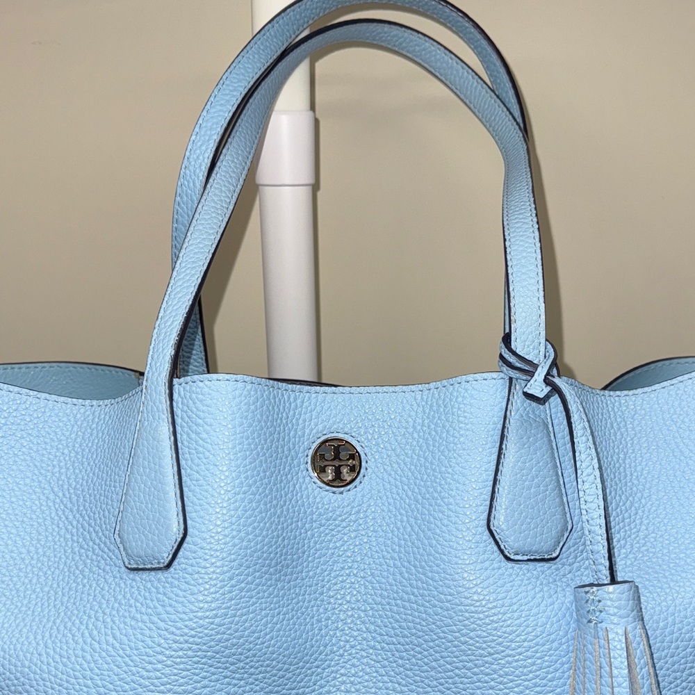 Tory Burch Light Blue and Navy Tote - Picture 2 of 16